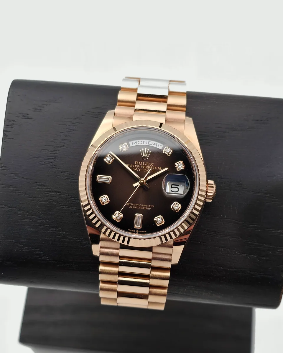 Rolex Day-Date 36 Everose, Brown Ombré Diamond (09/2021)