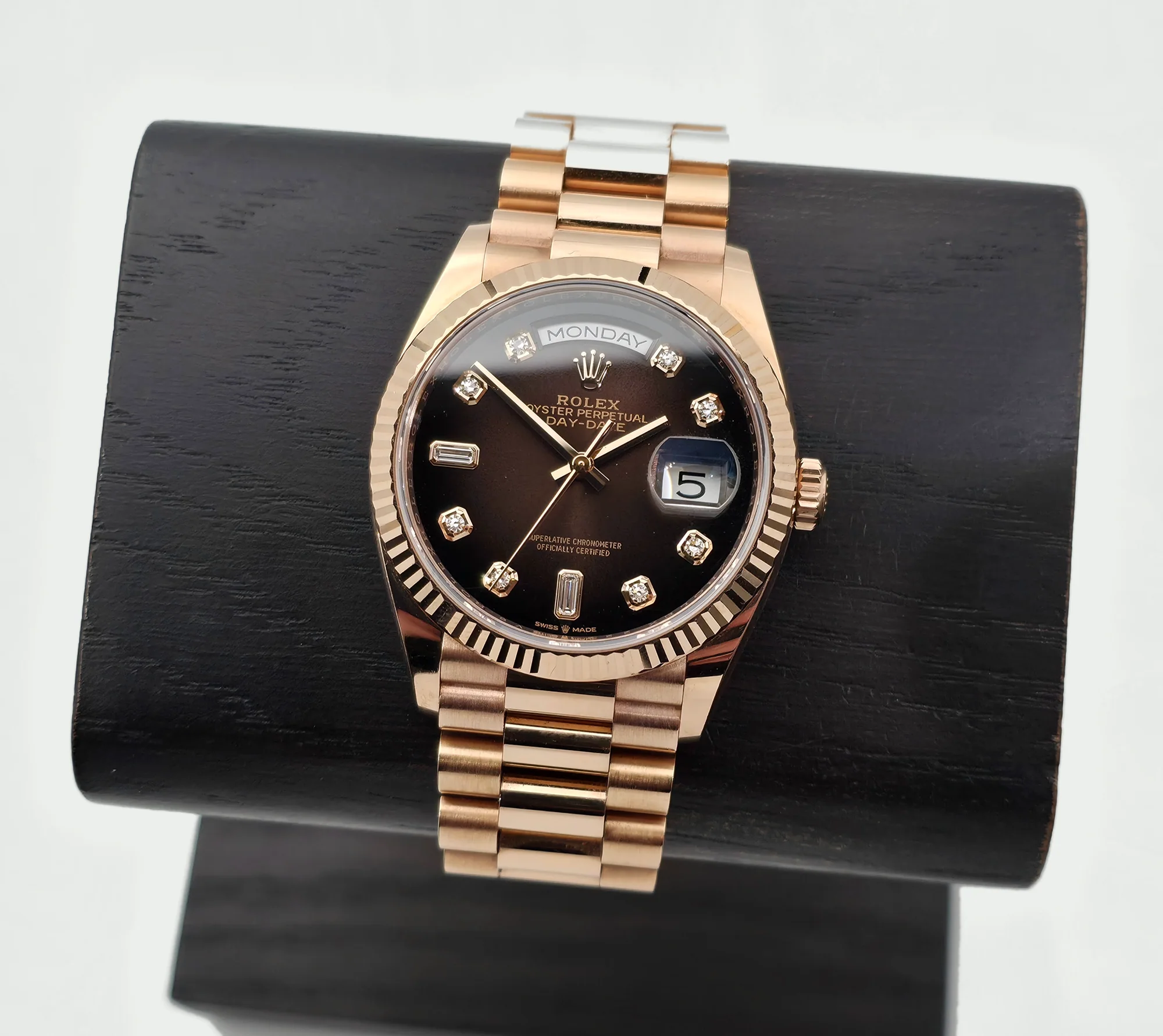 Rolex Day-Date 36 Everose, Brown Ombré Diamond (09/2021)