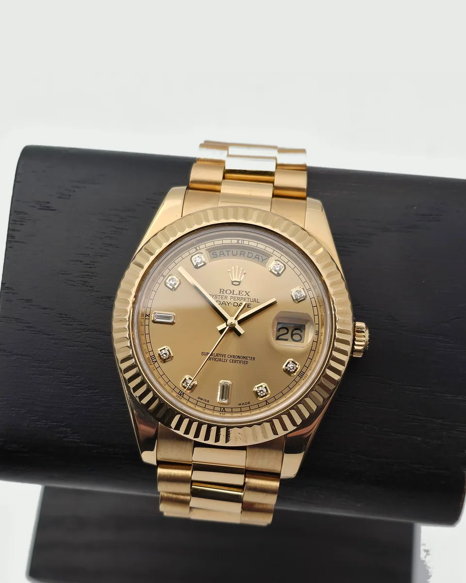 Rolex Day-Date II 41mm, Champagne Baguette, Diamond (07/2012)